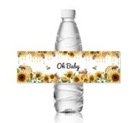 ANATTASOUL 30pcs Water Bottle Labels, Bees and Sunflowers Water Bottle Wrap Stickers for Wedding Decoration Birthday Party Supplies