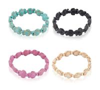 ANATTASOUL 4pcs Turtle Bracelet Turquoise Turtle Bracelet for Women Sea Turtle Tracking Bracelet, Elastic, supports the Sea Turtle Conservancy, fit most for Men and Women for party, family gathering