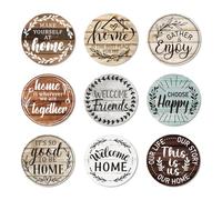 ANATTASOUL 9 Pcs Wood Coasters Sets for Drinks Blessings Colorful Wooden Cup Mat for Coffee Table Decor, 3.9" Desk Coasters for Home, Apartment, Office, Bar