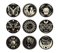 ANATTASOUL 9 Pcs Wood Coasters Sets for Drinks Moon Phases Magic Colorful Wooden Cup Mat for Coffee Table Decor, 3.9" Desk Coasters for Home, Apartment, Office, Bar