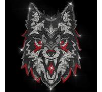 ANATTASOUL Animal Rhinestone Iron on Transfers Wolf Glitter Diamante Hotfix Patches for Clothes, Large Glitter Iron On Sequin Applique for Jeans Jacket Caps Bag T-Shirts Shoes DIY Decor