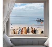 ANATTASOUL Animal Static Window Stickers Large Dog Paw Prints Reusable Window Clings for Glass Windows, 47.24" x 11.8" Removable Double Sided Window Decals for Room Office Home Kitchen Decoration