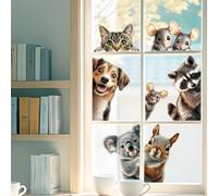 ANATTASOUL Animal Static Window Stickers Large Squirrel Dog and Cat Reusable Window Clings for Glass Window, 47.24" x 11.8" Removable Double Sided Window Decal for Room Office Home Kitchen Decoration