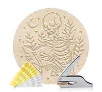 ANATTASOUL Book Embosser Personalized Skeleton Reading Pattern Book Stamp, Durable Library Stamp with Handle Set for Books,Library, Envelopes, Documents, Invitation