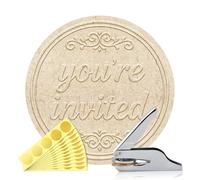 ANATTASOUL Book Embosser Personalized You're Invited Pattern Book Stamp, Durable Library Stamp with Handle Set for Paper, Books, Envelopes, Documents, Certificate, Gifts(100Pcs Gold Foil Stickers)