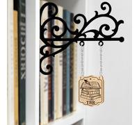 ANATTASOUL Book Tavern Signs with Wooden Tag for Bookshelf Decor, 8.26"*7.48" Library Genre Signs Vintage Book Dividers for Home Library Shelves Reading Booklovers Gifts
