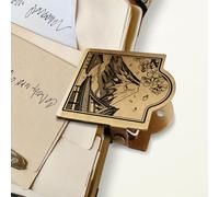 ANATTASOUL Brass Notebook Journal Clip Japanese Style Mount Fuji Book Binder Clips Metal Vintage, 1.8"x1.35" Decorative Heavy Duty Gold Page Holder Clamps for Book, Paper, Bookmark, Accessories, Gifts