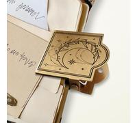 ANATTASOUL Brass Notebook Journal Clip Moon and Plant Book Binder Clips Metal Vintage, 1.8"x1.6" Decorative Heavy Duty Gold Page Holder Clamps for Book, Paper, Bookmark, Accessories, Gifts