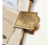ANATTASOUL Brass Travel Notebook Journal Clip Cherry Blossoms Book Binder Clips Metal Vintage, 1.8"x1.6" Decorative Heavy Duty Gold Page Holder Clamps for Book, Paper, Bookmark, Accessories, Gifts