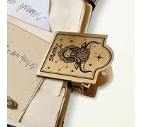 ANATTASOUL Brass Travel Notebook Journal Clip Metal Twelve Constellations wth Taurus Book Binder Clips Bronze Vintage, 1.8"x1.6" Decorative Heavy Duty Page Holder Clips for Book, Paper, Bookmark,Gifts