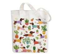 ANATTASOUL Canvas Tote Bag Cute Reusable Cotton Bag for Women, Durable and Foldable Cloth Shoulder Bags with Zipper Pockets for Shopping, Vacation, Work, Gym