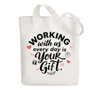 ANATTASOUL Canvas Tote Bag Gifts for Work Reusable Cotton Bag for Women, Durable and Foldable Cloth Shoulder Bags with Zipper Pockets for Shopping, Vacation, Work, Gym