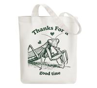 ANATTASOUL Canvas Tote Bag Mantis Reusable Cotton Bag for Women, Durable Cloth Shoulder Bags with Zipper Pockets for Shopping, Vacation, Work, Gym