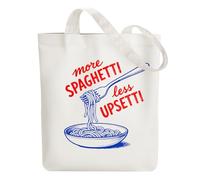 ANATTASOUL Canvas Tote Bag Pasta and Fork Reusable Cotton Bag for Women, 15.74"x14.96" Durable and Foldable Cloth Shoulder Bags with Zip Pockets for Shopping, Vacation, Work, Gym, Gifts