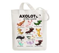 ANATTASOUL Canvas Tote Bag Salamander Guide Reusable Cotton Bag for Women, 15.74"x14.96" Durable and Foldable Cloth Shoulder Bags with Zip Pockets for Shopping, Vacation, Work, Gym, Gifts
