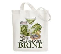 ANATTASOUL Canvas Tote Bag Sardines Canned Reusable Cotton Bag for Women, Durable and Foldable Cloth Shoulder Bags with Zipper Pockets for Shopping, Vacation, Work, Gym