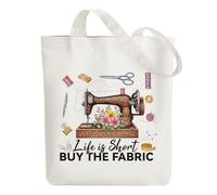 ANATTASOUL Canvas Tote Bag Vintage Sewing Machine Reusable Cotton Bag for Women, Durable and Foldable Cloth Shoulder Bags with Zipper Pockets for Shopping, Vacation, Work, Gym