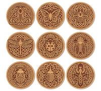 ANATTASOUL Celtic Knots Wood Coasters Set of 9 for Coffee Table