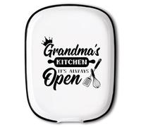 ANATTASOUL Ceramic Coffee Spoon Rest for Stove Top Grandma's Kitchen Pattern 4.52"x5.9" Large Teaspoon Holder, Heat Resistant Porcelain Kitchen Utensils Holder Decorative for Counter Cooking Gifts