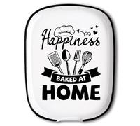 ANATTASOUL Ceramic Coffee Spoon Rest for Stove Top Homemade Happiness Pattern 4.52"x5.9" Large Teaspoon Holder, Heat Resistant Porcelain Kitchen Utensils Holder Decorative for Counter Cooking Gifts