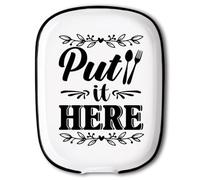 ANATTASOUL Ceramic Coffee Spoon Rest for Stove Top Put It Here Pattern 4.52"x5.9" Large Teaspoon Holder, Heat Resistant Porcelain Kitchen Utensils Holder Decorative for Counter Cooking Lover Gifts