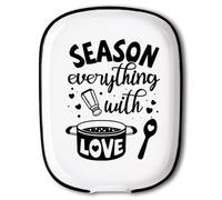 ANATTASOUL Ceramic Coffee Spoon Rest for Stove Top Season Everything with Love Pattern 4.52"x5.9" Large Teaspoon Holder, Heat Resistant Kitchen Utensils Holder Decorative for Counter Cooking Gifts
