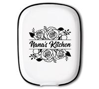 ANATTASOUL Ceramic Spoon Rest for Stove Top Rose and Nana’s Kitchen Pattern 4.52"x5.9" Large Spoon Holder, Heat Resistant Utensil Holder Kitchen Counter Decor for Cooking Lover