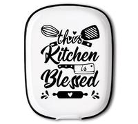 ANATTASOUL Ceramic Spoon Rest for Stove Top This Kitchen is Blessed Pattern 4.52"x5.9" Large Spoon Holder, Heat Resistant Utensil Holder Kitchen Counter Decor for Cooking Lover