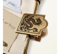 ANATTASOUL Chinese Dragon Brass Travel Journal Clip for Notebook,Bookmark