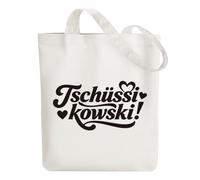 ANATTASOUL Cotton Bag Personalised with German, Canvas Gift Tote Bag for Women, Girlfriend, Mum, Sisters, Wife, Birthday, Mother's Day Bag, Tschüssikowski