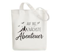 ANATTASOUL Cotton Bag Personalised with German, Canvas Gift Tote Bag for Women, Girlfriend, Mum, Sisters, Wife, Birthday, Mother's Day Bag, Go to the next adventure