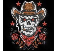ANATTASOUL Cowboys Skulls Iron on Rhinestones for Clothes DIY Decor