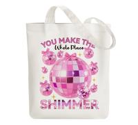ANATTASOUL Disco Ball Canvas Tote Bag for Shopping,Vacation,Work,Gym