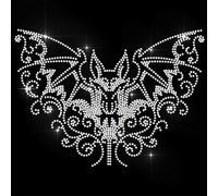 ANATTASOUL Halloween Rhinestone Iron on Transfers Gothic Bat Glitter Diamante Hotfix Patches for Clothes, 11.6"x8.2" Large Iron On Sequin Applique for T-Shirts Bags Jeans Jacket Caps Shoes DIY Decor