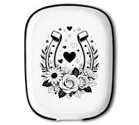 ANATTASOUL Horseshoes and Flowers Ceramic Spoon Rest Kitchen for Cooking | 4.52"x5.9",TeaSpoon Holder,Heat Resistant,Porcelain,Kitchen Utensils,Decorative,for Stove Top,Counter,Cooking Lover Gifts