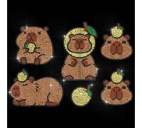 ANATTASOUL Iron on Rhinestone Transfers Cute Capybara Glitter Diamante Patch Sequin for Clothes, 11.6"x8.2" Large Bling Hotfix Iron On Applique for Jeans Jacket Caps Bag T-Shirt Shoes DIY Decor Gifts