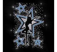 ANATTASOUL Iron on Rhinestone Transfers Dance Stars Glitter Diamante Patch Sequin for Clothes, 11.6"x8.2" Large Bling Hotfix Iron On Applique for Jeans Jacket Caps Bag T-Shirt Shoes DIY Decor Gifts