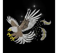 ANATTASOUL Iron on Rhinestone Transfers Eagle Glitter Diamante Patch Sequin for Clothes, 11.6"x8.2" Large Bling Hotfix Iron On Applique for Jeans Jacket Caps Bag T-Shirt Shoes DIY Decor Gifts