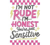 ANATTASOUL Iron on Rhinestone Transfers I'm NOT Rude Glitter Diamante Patch Sequin for Clothes, 11.6"x8.2" Large Bling Hotfix Iron On Applique for Jeans Jacket Caps Bag T-Shirt Shoes DIY Decor Gifts