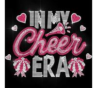 ANATTASOUL Iron on Rhinestone Transfers in My Cheer Ear Glitter Diamante Patch Sequin for Clothes, 11.6"x8.2" Large Bling Hotfix Iron On Applique for Clothing Hoodies Dress Shirt DIY Decor Gifts