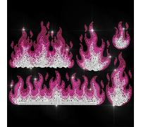 ANATTASOUL Iron on Rhinestone Transfers Pink Flame Glitter Diamante Patch Sequin for Clothes, 11.6"x8.2" Large Bling Hotfix Iron On Applique for Jeans Jacket Caps Bag T-Shirt Shoes DIY Decor Gifts
