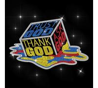 ANATTASOUL Iron on Rhinestone Transfers Thank God Glitter Diamante Patch Sequin for Clothes, 11.6"x8.2" Large Bling Hotfix Iron On Applique for Jeans Jacket Caps Bag T-Shirt Shoes DIY Decor Gifts