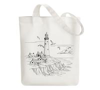 ANATTASOUL Lighthouse Sketch Canvas Tote Bag for Shopping,Vacation,Work,Gym