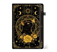 ANATTASOUL Lined Journal Notebook Cat and Peony College Ruled Notebooks with Pen Holder for Women Men, 8.26"*5.7" A5 Hardcover Leather Journals for Writing,Work,Note Taking,Diary,Gifts(320 Pages)