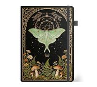 ANATTASOUL Lined Journal Notebook Moths and Mushrooms College Ruled Notebooks with Pen Holder for Women Men, 8.26"*5.7" A5 Hardcover Leather Journals for Work,Note Taking,Diary,Gifts(320 Pages)