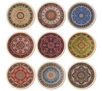 ANATTASOUL Mini Persian Rugs Wood Coasters Set of 9 for Coffee Table
