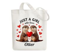 ANATTASOUL Otter and Love Canvas Tote Bag for Shopping,Vacation,Work,Gym
