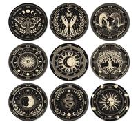 ANATTASOUL Prophecy and Divination Wood Coasters Set of 9 for Coffee Table