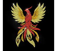 ANATTASOUL Red Rhinestone Iron on Transfers Phoenix Glitter Diamante Hotfix Patches for Clothes, 11.6"x8.2" Large Glitter Iron On Sequin Applique for Jeans Jacket Caps Bag T-Shirts Shoes DIY Decor