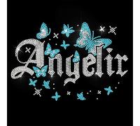 ANATTASOUL Rhinestone Iron on Transfers Angelic and Butterfly Glitter Diamante Hotfix Patches for Clothes, 11.6"x8.2" Glitter Iron On Sequin Applique for Jeans Jacket Caps Bag T-Shirts Shoes DIY Decor